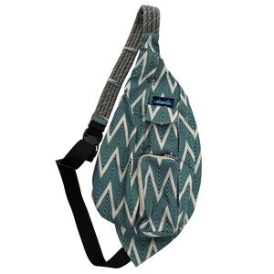 KAVU Rope Bag Sling Backpack Green White Chevron Pattern Adjustable Strap
